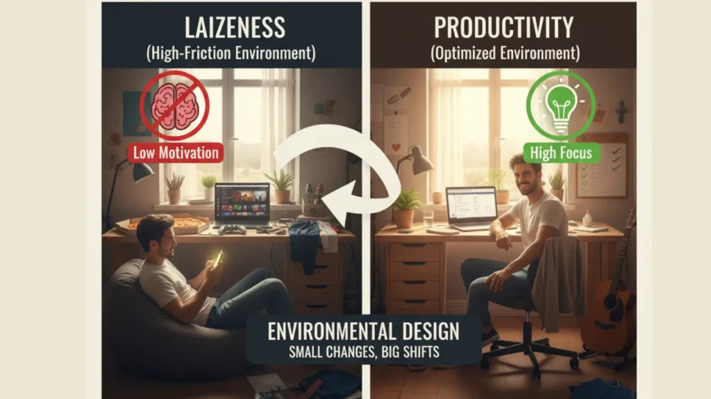 How to Turn Laziness Into Productivity by Restructuring Your Daily Environment